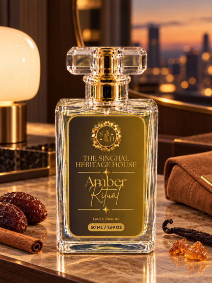 Amber Ritual perfume bottle close-up – 20% concentration Eau de Parfum