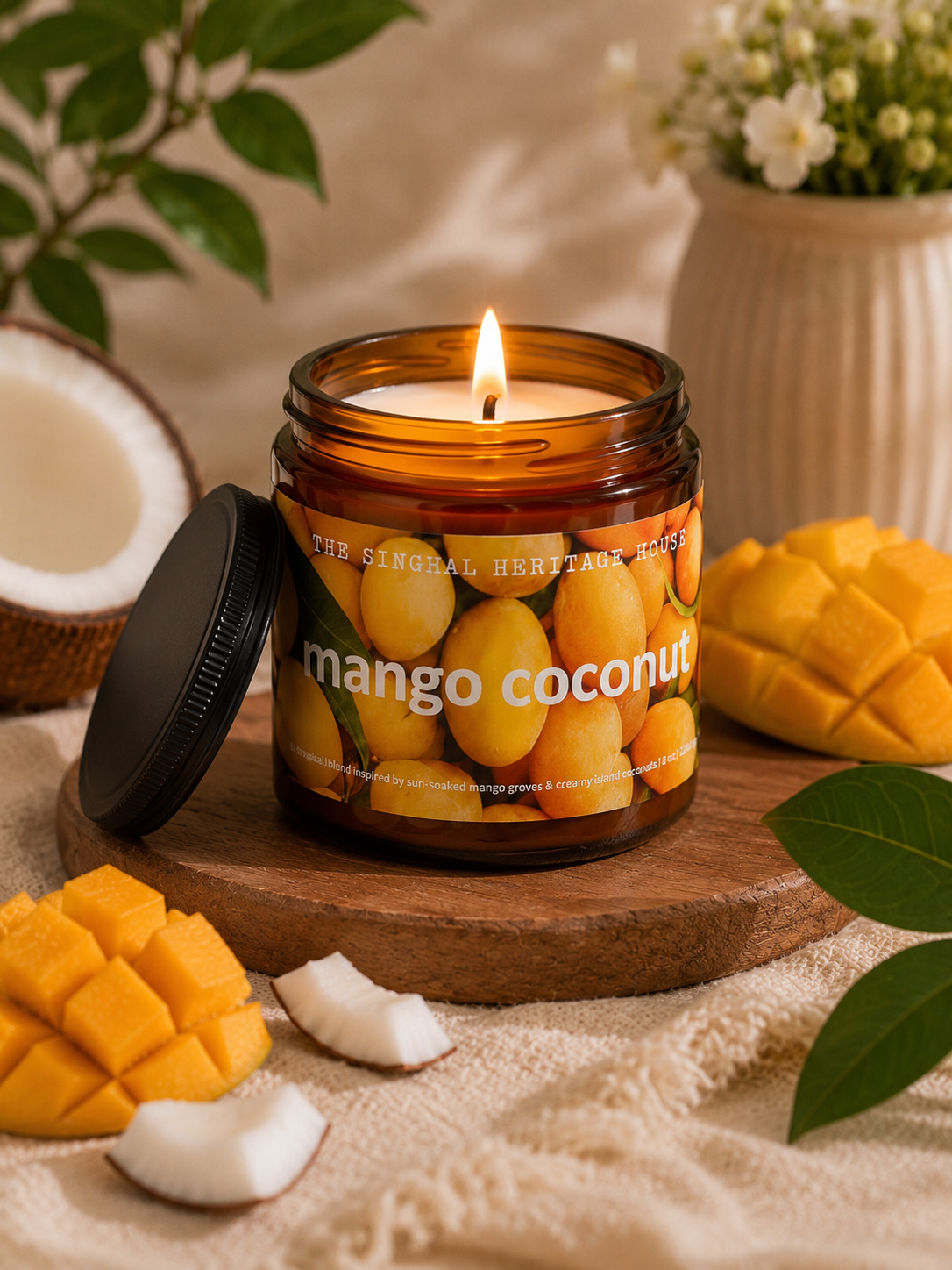 Mango Coconut Amber Scented Jar Candle