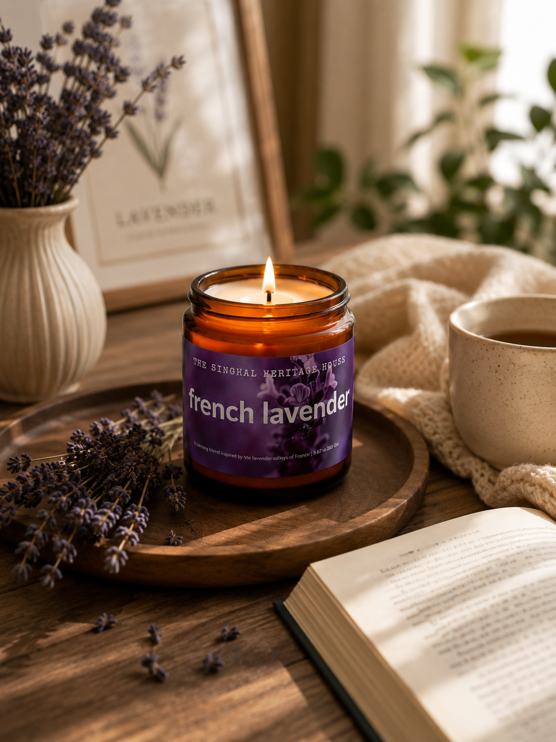 French Lavender Amber Scented Candle