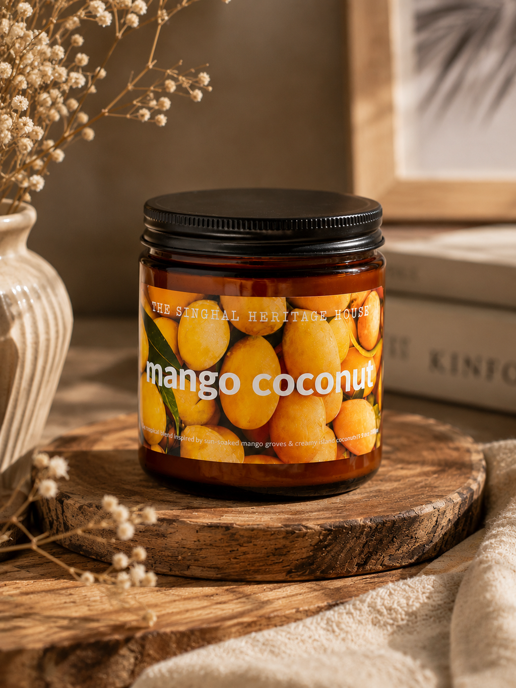 Mango Coconut Amber Scented Jar Candle