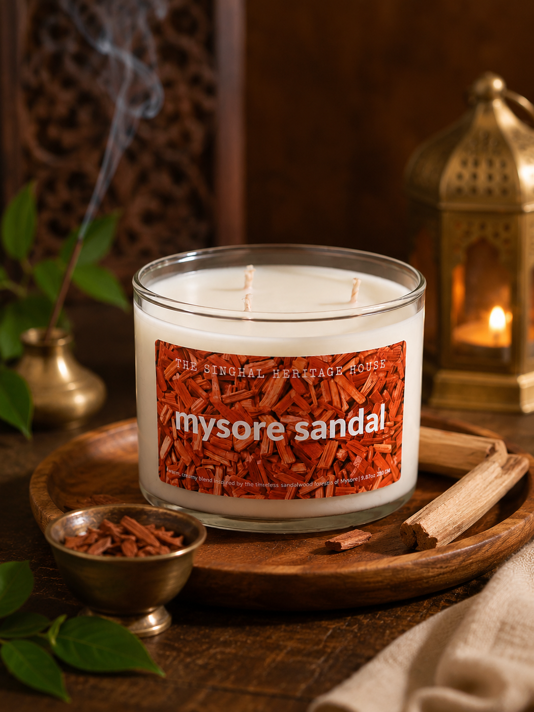 Three Wick Mysore Sandal Scented Candle