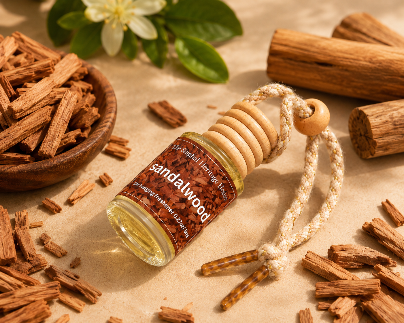 Lemon + Sandalwood Car Hanging Freshener Duo – 2 × 8 ml
